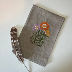 Neutral Linen Towel | Classic Floral Orange Colorway