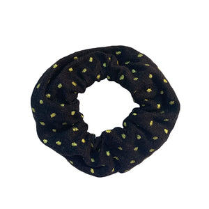 Black Scrunchie with Lime Green Polka Dots