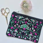 Embroidered Folk Floral Pouch | Gem Colorway | Small