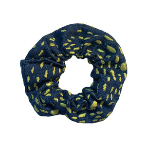 Denim Scrunchie with Lime Green Spots