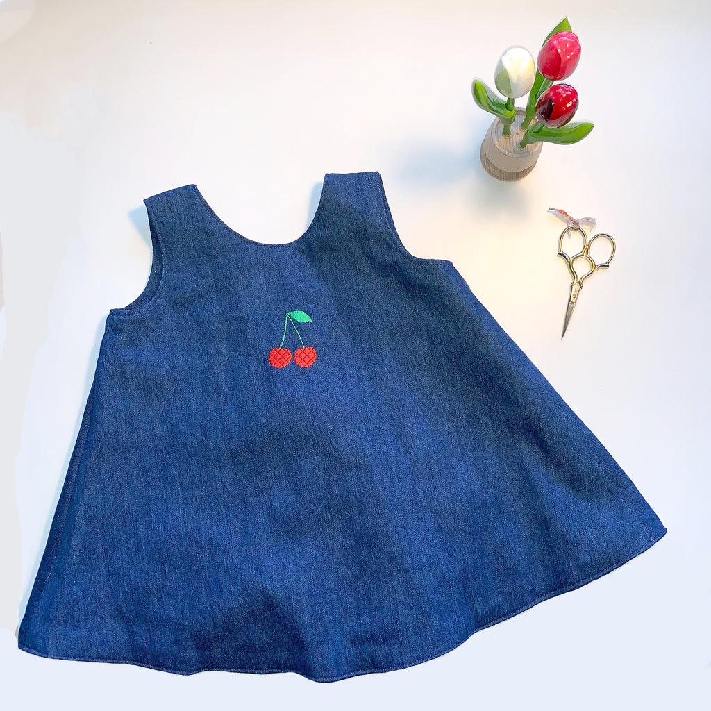 Denim Dress with Tie Back | Cherry