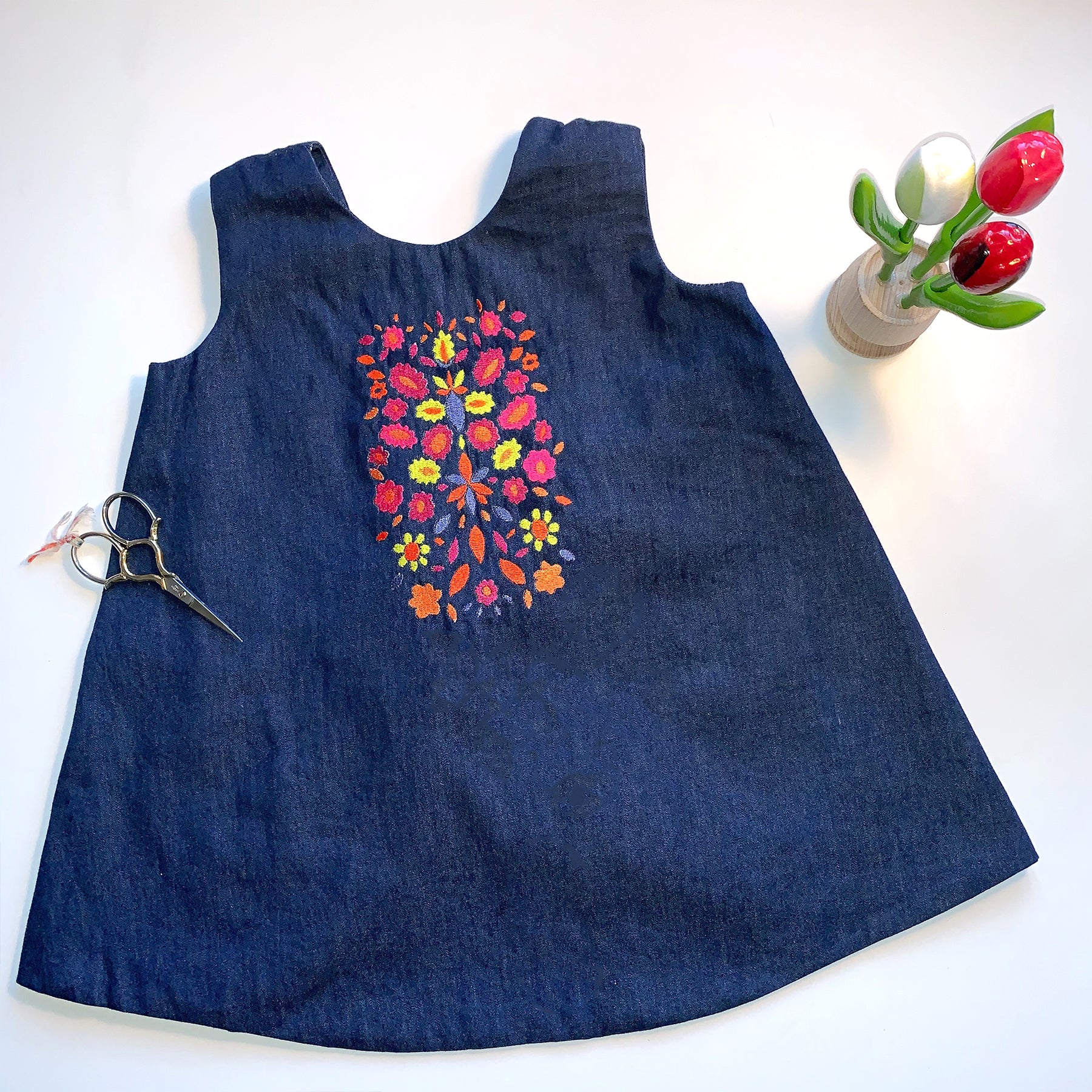 Denim Dress with Tie Back | Folk Garden