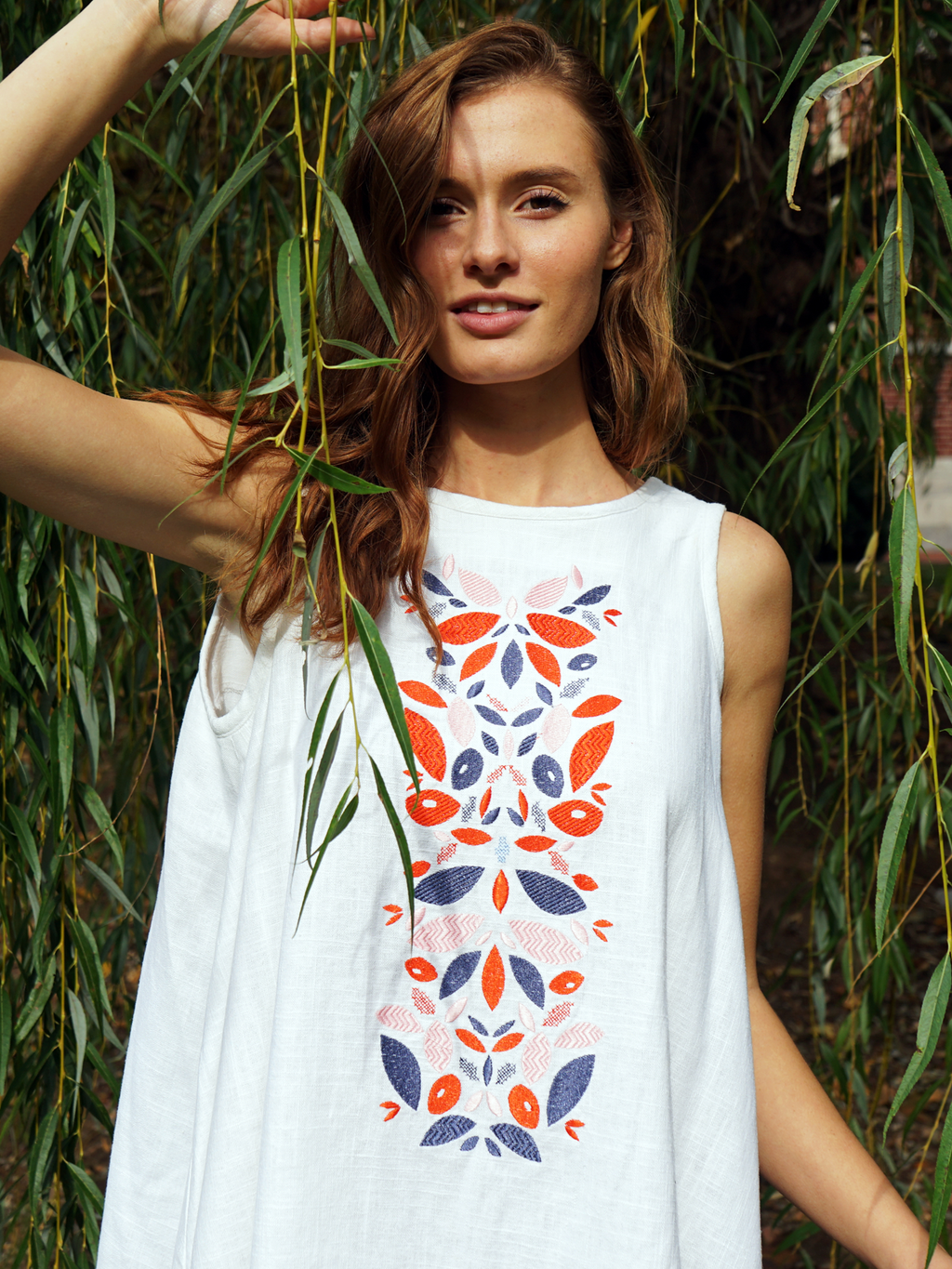 Embroidered Linen Dress