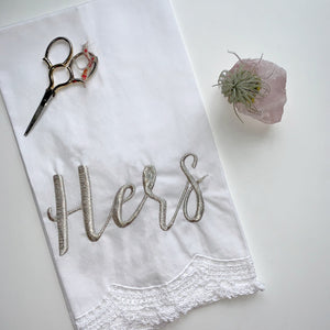 White Cotton Lace Towel Gift Set | His and Hers