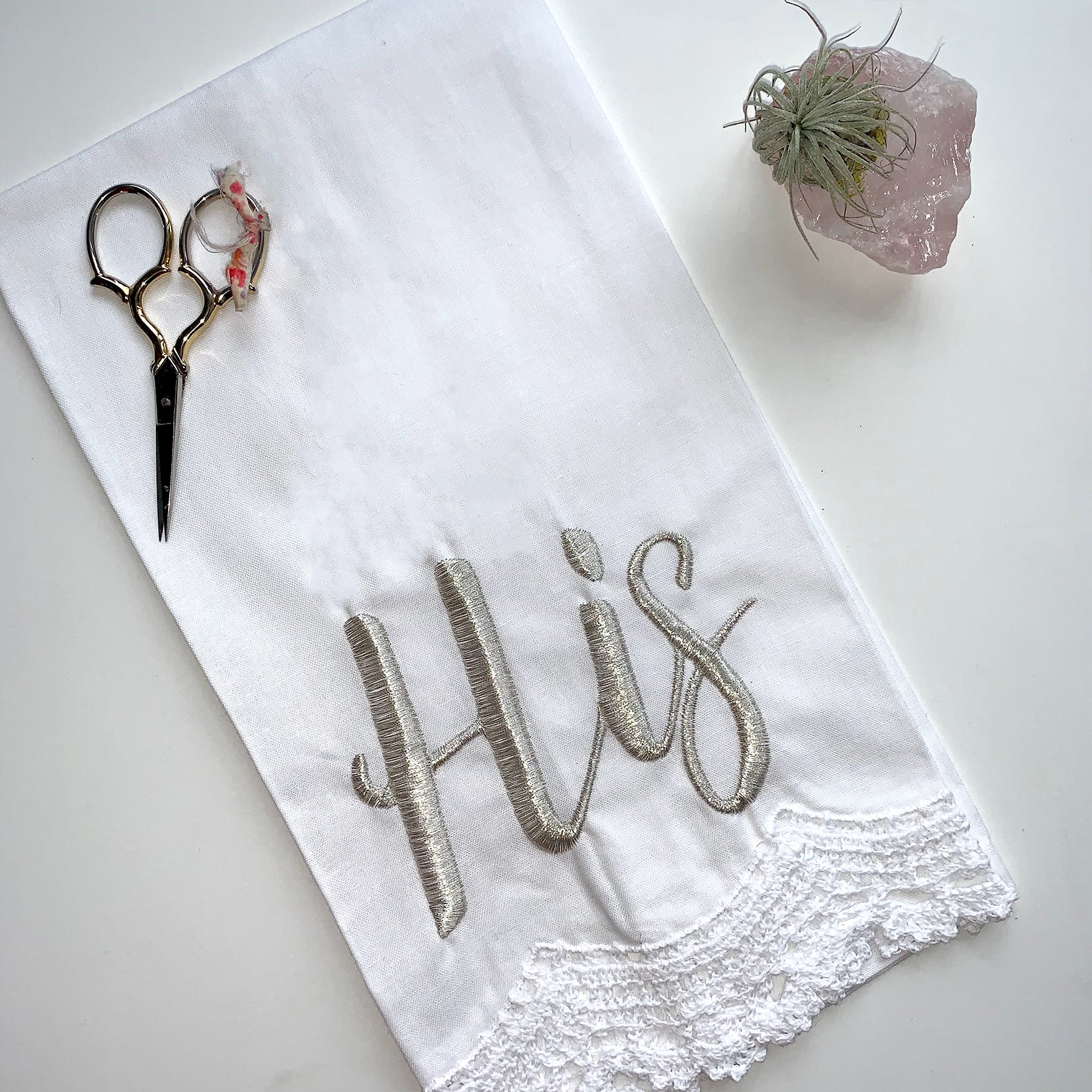 White Cotton Lace Towel Gift Set | His and Hers