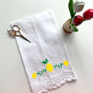 White Cotton Lace Towel | Lemoncello