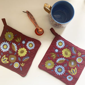 Pot Holder Set | Blue and Green Colorway