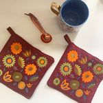 Pot Holder Set | Orange and Green Colorway