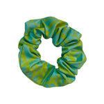 Turquoise and Green Screenprinted Scrunchie