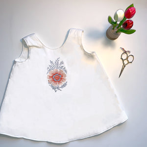White Cotton Dress with Tie Back | Sri Lanka Floral
